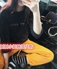 韩国东大门女装 简单百搭字母长袖T恤