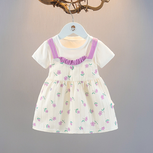女童短袖连衣裙夏装纯棉0—3周岁宝宝，公主裙夏季婴儿上衣儿童裙子