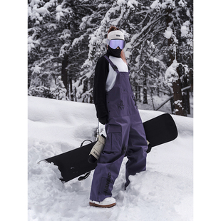 南恩单板滑雪服背带裤女男款防水加厚潮流冬季保暖专业宽松连体裤