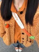 美式简约橙黄色小众针织开衫休闲时尚宽松慵懒风百搭叠穿针织外套