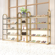鞋店鞋架展示架落地式不锈钢钛金拉丝鞋货架服装店包架多层置物架