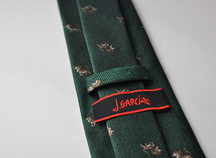 大牌外贸原单男商务正装领带提花优雅墨绿色条纹绣花色织动物狮子