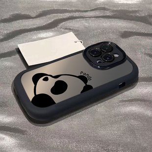 可爱熊猫适用苹果15promax手机壳iPhone13/14全包12华为荣耀11女oppovivoxr防摔网红xsmax小米15plus软