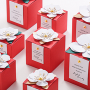 红色 创意中欧式四方花盒  婚礼糖盒 喜糖包装糖果盒