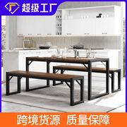 美式餐桌椅组合3件套 休闲桌椅组合餐桌餐厅桌椅商用食堂餐桌