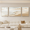 客厅装饰画奶油侘寂风抽象高级肌理感海景壁画三联沙发背景墙挂画
