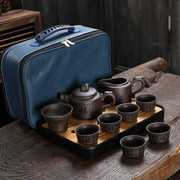 紫砂旅行功夫茶具套装便携包，高档一壶六杯户外小茶盘定制logo