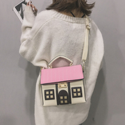 包包女2022卡通创意房子包手提包休闲撞色韩版单肩包斜挎包潮
