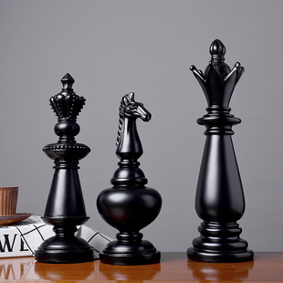 定制欧式复古黑白国际象棋家居摆件美式家居装饰品软装书房客厅摆