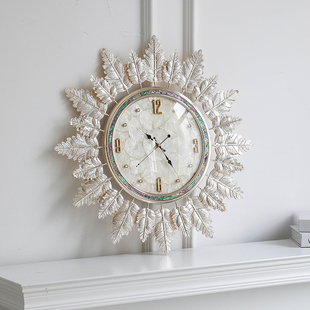 高级感轻奢彩贝壳壁钟创意钟表装饰挂钟现代简约家用客厅静音时钟