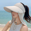 冰丝冷感防晒空顶帽女夏季防紫外线户外遮阳帽大檐遮脸护脖太阳帽
