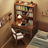 实木书桌书架一体小户型床头学习桌儿童学生写字桌电脑桌卧室家用