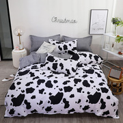 个性奶牛黑白斑点四件套单双人(单双人，)被套床单枕套可订做床笠款奶牛