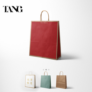定制牛皮纸袋手提袋，服装店购物袋烘焙打包袋，袋包装袋红色袋子
