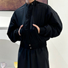 JOE CHIA 2023秋冬男士黑色毛料蝙蝠袖短款棉服外套
