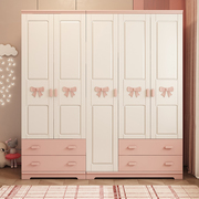 儿童三门衣柜卧室家用粉色卡通衣柜小户型儿M童房衣橱带顶柜储物