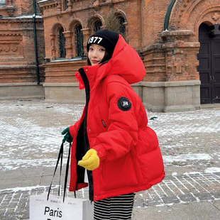 欧货羽绒棉服女款中长款冬季2022韩版小个子，收腰保暖棉外套潮