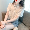 夏季2023韩版荷叶边仙女雪纺衫衬衫白色短袖打底衫百搭上衣潮