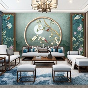 中式花鸟墙纸3d立体客厅卧室背景墙装饰美容院壁画古典中国风壁纸
