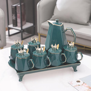 欧式轻奢水具茶具套装家用茶道茶壶茶杯具水杯子带盖陶瓷