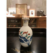 日本进口弥右卫门人间国宝柿绘仿古青花彩绘酒瓶花瓶摆件含老酒