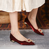 红色主婚鞋中式秀禾婚纱两穿鞋2024年夏季低跟平底孕妇不累脚