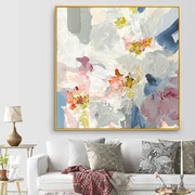 挂画卧室玄关走廊沙发抽象花卉，餐厅美式背景墙手绘装饰画金箔油画