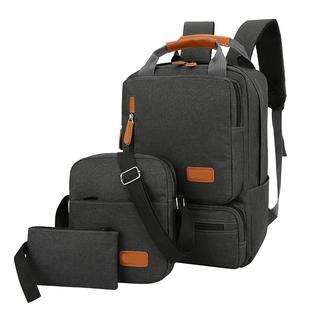 2023跨境三件套双肩包大容量简约商务电脑包旅行包双肩背包