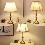美式台灯卧室床头灯现代简约客厅可调光触摸遥控温馨水晶仿铜台灯