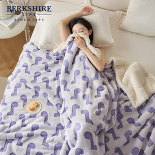 berkshire伯克希尔双层加绒毛毯，冬季保暖盖毯床上米花绒双面毯子