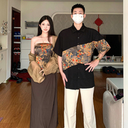 新中式国风情侣装夏季小众，设计感韩版连衣裙，女法式一衣一裙ins潮