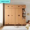 林氏木业儿童衣柜实木，家居卧室衣橱书柜，一体家用收纳储物组合柜子