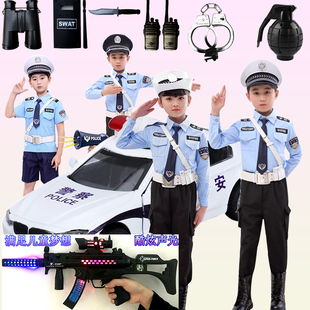 万圣节儿童演出警察，小警服男童警官套装，交警衣服宝宝加厚军装外套