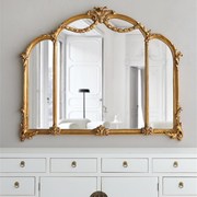 复古欧式化妆镜梳妆台镜壁挂卧室镜子玄关客厅雕花金色装饰镜