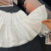 芭蕾风气质拼接裙子夏季2024蕾丝荷叶花边设计感a字半身裙