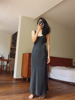澳洲砂洗真丝深u领致敬90年代vintage风格，黑色长裙背心裙