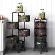 厨房置物架免安装家用多层可旋转落地水果蔬菜收纳架杂货储物架子