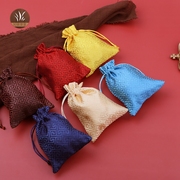 单层回纹首饰袋束口抽拉绳饰品，收纳锦囊布袋子(布，袋子)锦缎复古文玩袋
