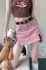 夏日多巴胺女孩穿搭粉色牛仔短裙2023夏季辣妹设计感a字包臀裙裤