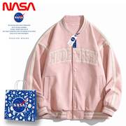 NASA IDEA外套女粉色麂皮绒棒球服春秋季青少年情侣夹克男