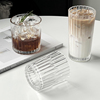 复古玻璃杯美式冰咖啡杯ins风竖纹冰拿铁杯冷饮杯牛奶杯果汁杯子