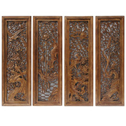 定制东阳木雕挂件中式客厅，沙发背景壁饰，实木香樟雕刻工艺梅兰竹菊