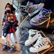 儿童中帮运动鞋2024春女童鞋韩版小白鞋男童，板鞋中大童休闲鞋