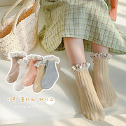 春季女童袜子韩版中筒花边袜公主袜儿童棉袜婴儿宝宝袜