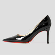 新红底高跟鞋女细跟舒适优雅单鞋黑色漆皮，性感尖头cl同款女鞋