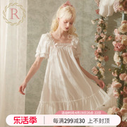 rosetree蕾丝睡裙女夏季短袖，甜美可爱宫廷公主风，少女纯棉睡衣夏天