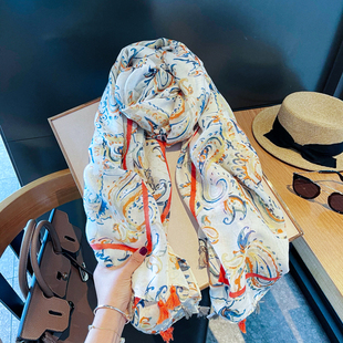 夏季丝巾女旅游防晒披肩沙滩巾，波西米亚风海边出游拍照外搭薄纱巾