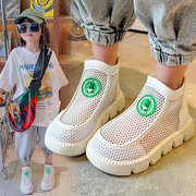 女童马丁靴镂空单靴2024夏季透气白色网靴儿童短靴公主女靴子