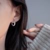 s990纯银耳环女耳扣耳钉，小众设计满天星素圈耳圈精致高级感耳饰