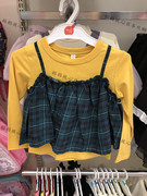 日本购西松屋童装，女童春秋款假两件t恤上装110cm超可爱